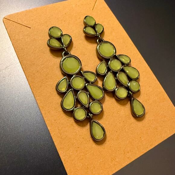 Lia Sophia Slow Dance Mint Green Beaded Hematite Earrings - Picture 3 of 6